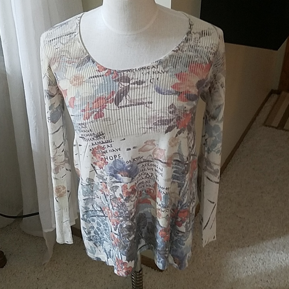 APT. 9 Ribbed Floral Long Sleeve Shirt